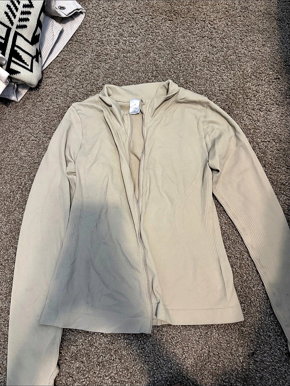 SHEIN Define Cropped Jacket *Ribbed Nulu Cream